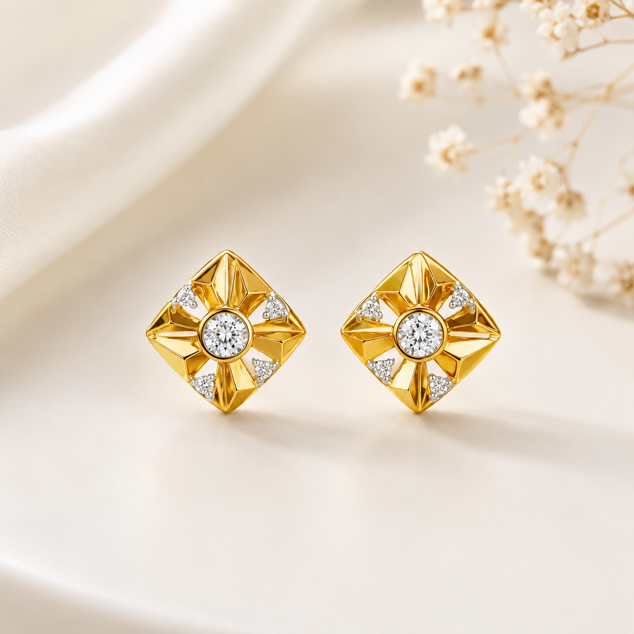 Halo Grid Stud Earrings