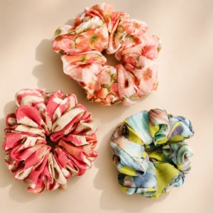 Floral Trio Scrunchie Set | Soft Printed Hair Accessories Pack of 3