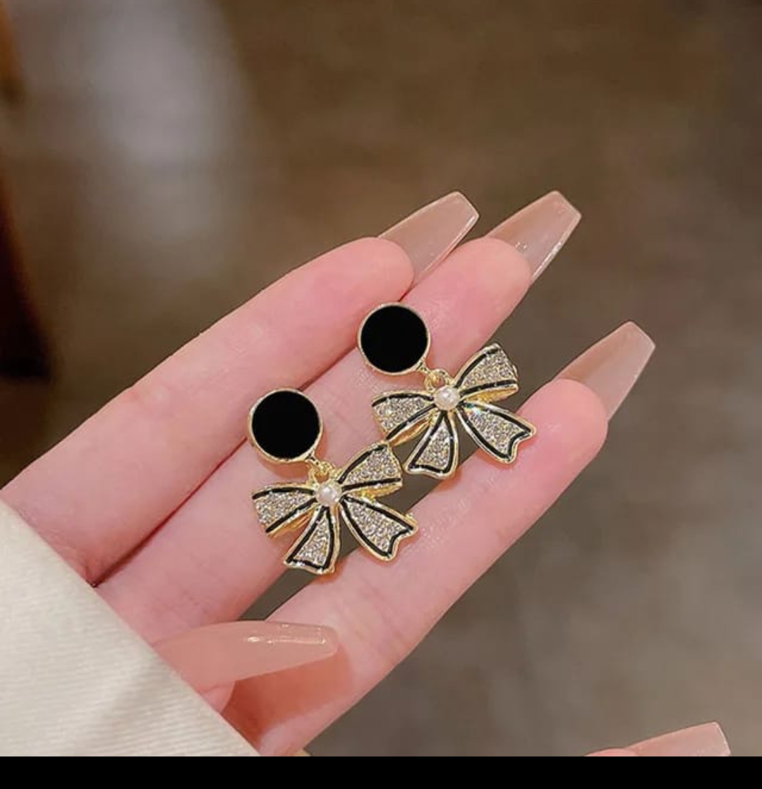 Midnight Spark Bow Earrings