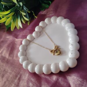 Golden Bow Heart Necklace