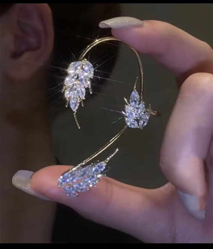 Crystal Leaf Hoops
