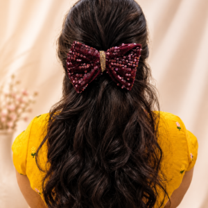 Burgundy Sparkle Bow Clip